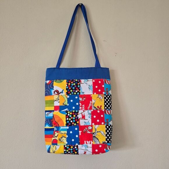 Dr Seus Colorful Patchwork Tote Bag Hand Made - Picture 7 of 8